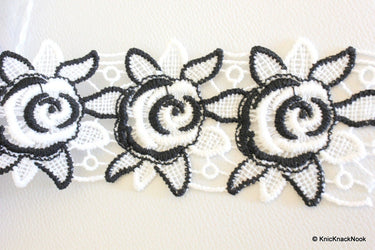 Black And White Embroidery Crochet Cotton Lace Trims, Indian Laces, Indian Trims